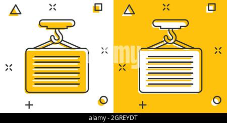 Container-Symbol im Comic-Stil. Lieferung Fracht Cartoon Vektor Illustration auf weißem isolierten Hintergrund. Geschäftskonzept mit Splash-Effekt für Frachtkastenverpackung. Stock Vektor