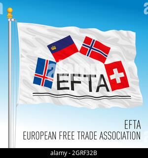 EFTA, Flagge der Europäischen Freihandelsassoziation, Europa, Vektorgrafik Stock Vektor