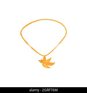 Amulett mit einem Vogel. Antiker Anhänger auf einem Faden, Symbol für Freiheit und Frieden. Totem. Farbenfrohe, handgezeichnete, isolierte Vektorgrafik Stock Vektor