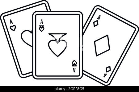Spielkarten-Symbol, Umriss-Stil Stock Vektor