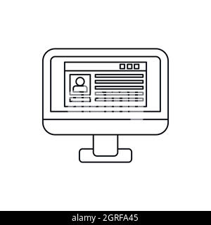 Profil-Informationen auf einem Computer-Monitor-Symbol Stock Vektor