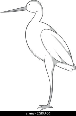 Storch-Symbol, schwarz Stil Monochrom Stock Vektor