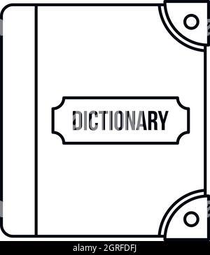 Englisch-Wörterbuch-Symbol, Umriss-Stil Stock Vektor