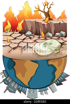 Polution auf der Erde und Dürre Stock Vektor