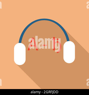 Kopfhörer für das Sprachenlernen flachen Stil-Ikone Stock Vektor