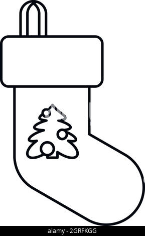 Weihnachten-Socke-Symbol, Umriss-Stil Stock Vektor