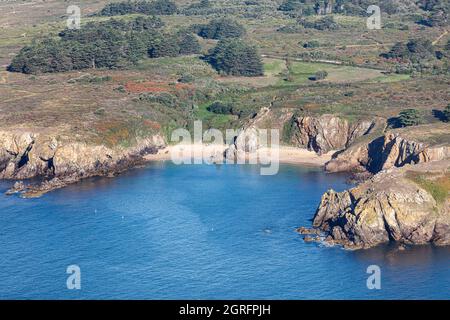 Frankreich, Vendee, Ile d'Yeu, die Anse des Soux (Luftaufnahme) Stockfoto