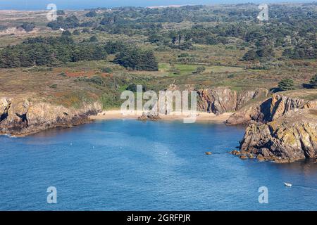 Frankreich, Vendee, Ile d'Yeu, die Anse des Soux (Luftaufnahme) Stockfoto
