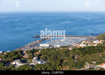 France, Vendee, Talmont St Hilaire, Port Bourgenay Marina (Luftaufnahme) Stockfoto