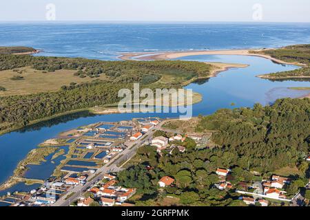 Frankreich, Vendee, Talmont St Hilaire, Port de la Guittiere und die Havre du Payre (Luftaufnahme) Stockfoto