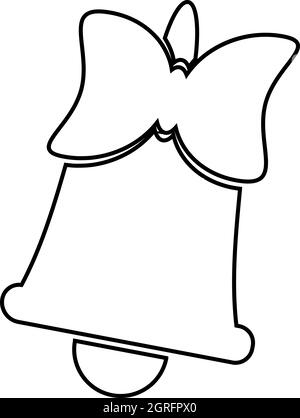 Glocke mit Bogen-Symbol, Umriss-Stil Stock Vektor