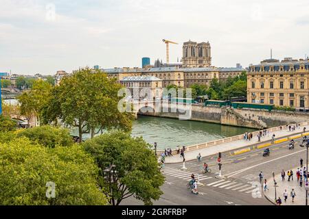 Frankreich, Paris, UNESCO-Weltkulturerbe, seine, Pont au change, Conciergerie und Notre Dame de Paris Stockfoto