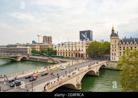 Frankreich, Paris, UNESCO-Weltkulturerbe, seine, Pont au change, Conciergerie Stockfoto