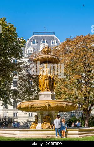 Frankreich, Paris, Louvois-Platz, Louvois-Brunnen Stockfoto