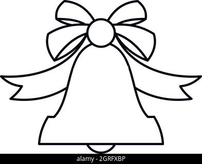 Glocke mit Bogen-Symbol, Umriss-Stil Stock Vektor
