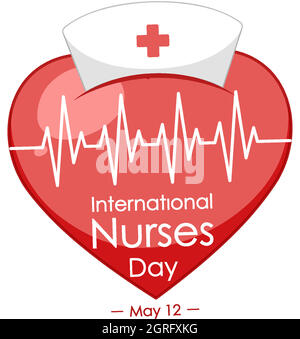 Happy International Nurses Day Schrift mit Cross Medical Symbol Stock Vektor