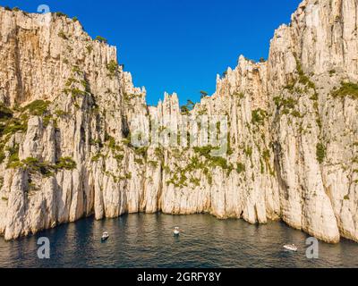 Frankreich, Bouches du Rhone, Marseille, Nationalpark Calanques, Calanque de l'Oule (Luftaufnahme) Stockfoto