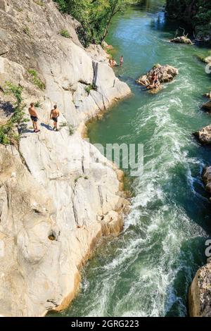 Frankreich, Var, Dracenie, Les Arcs sur Argens, der Fluss L'Argens, die Schluchten der Tournavelle, Schwimmen Stockfoto