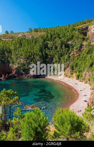 Frankreich, Var, Corniche de l'Esterel oder corniche d'Or, Saint Raphael, Le Trayas, Calanque de Maubois Stockfoto