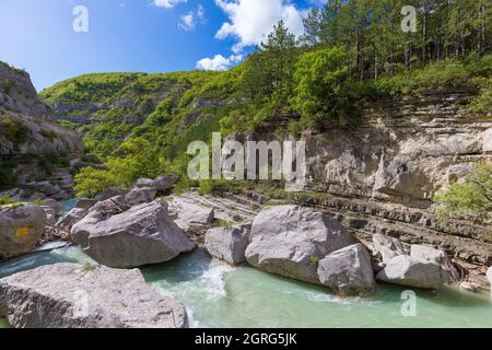 Frankreich, Hautes-Alpes, regionaler Naturpark Baronnies provençales, Natura 2000-Gebiet, Val Buëch-Méouge, Gorges de la Méouge Stockfoto