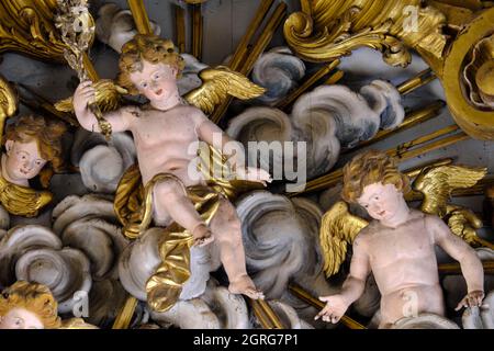 Frankreich, Doubs, Grand Combe Chateleu, Saint Joseph Kirche aus dem 17. Jahrhundert, Altarbild Stockfoto