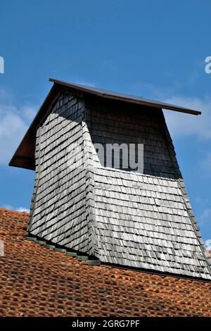Frankreich, Doubs, Grand Combe Chateleu, Bauernmuseen von Pays Horloger, Jacquemot Bauernhaus aus dem 18. Jahrhundert, Dach, die Tuye Stockfoto