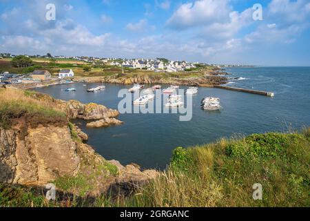 Frankreich, Finistere, Plouhinec, Bucht von Pors Poulhan, markiert die Wasserscheide zwischen Cap Sizun und Pays Bigouden Stockfoto