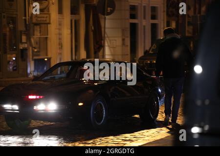 David Hasselhoff am Set zu Dreharbeiten für die Serie 'Ze Network' auf dem Postplatz. Görlitz, 30.09.2021 Stockfoto