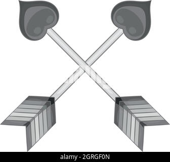 Zwei gekreuzte Pfeile des Amor mit Herz-Symbol Stock Vektor