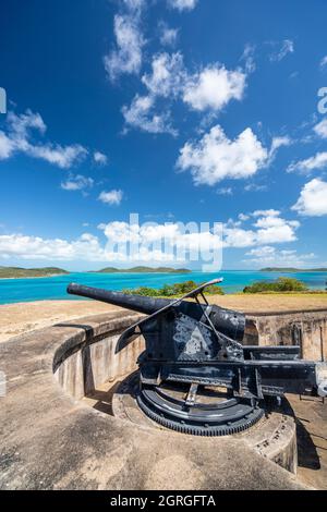 înch Gewehr in Schusswaffe, Green Hill Fort Museum, Thursday Island, Torres Straits, Far North Queensland, Australien Stockfoto