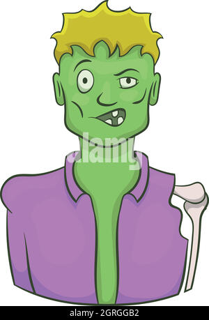 Halloween Zombie Symbol, Cartoon-Stil Stock Vektor