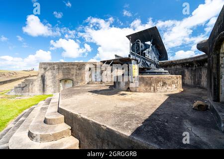 înch Gewehr in Schusswaffe, Green Hill Fort Museum, Thursday Island, Torres Straits, Far North Queensland, Australien Stockfoto