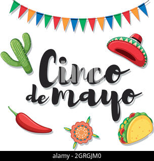 Cinco de Mayo mit mexikanischen Ornamenten Stock Vektor