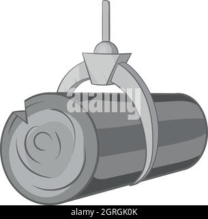 Hydraulischer Kran mit Log-Symbol, monochromen Stil Stock Vektor