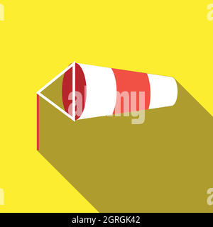 Windsack aufgeblasen durch Wind Symbol, flachen Stil Stock Vektor