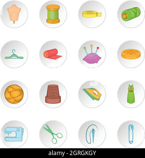 Schneiderei Icons Set, cartoon-Stil Stock Vektor