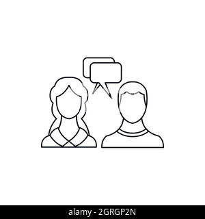 Frau und Mann mit Speech Bubbles Symbol Stock Vektor