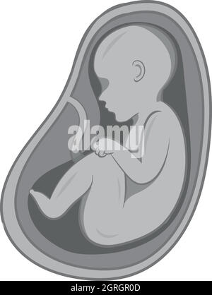 Embryo im Bauch Symbol, schwarz Stil Monochrom Stock Vektor