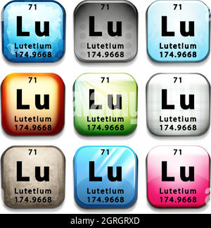 Ein Knopf mit der Chemikalie Lutetium Stock Vektor