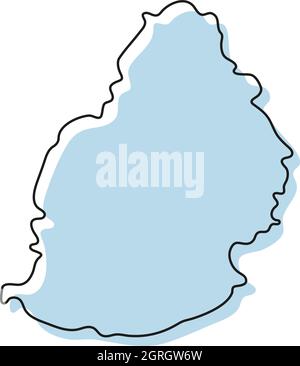 Stilisierte einfache Übersichtskarte des Mauritius-Symbols. Blaue Skizzenkarte von Mauritius Vektorgrafik Stock Vektor