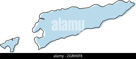 Stilisierte einfache Übersichtskarte der Ikone von Osttimor. Blaue Skizzenkarte von Osttimor Vektorgrafik Stock Vektor