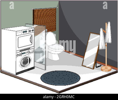 Waschküche mit Möbeln Stock Vektor