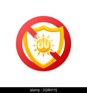 Symbol ohne uv auf hellem Hintergrund für das Design im Gesundheitswesen. UV-Schutz der Haut. Vektorsymbol. Stock Vektor