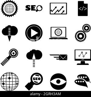 SEO Icons Set, einfachen Stil Stock Vektor