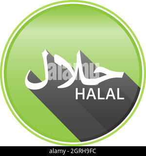 Grüner runder HALAL-Aufkleber oder Etikett mit arabischer Schrift für Wort Halal Stock Vektor