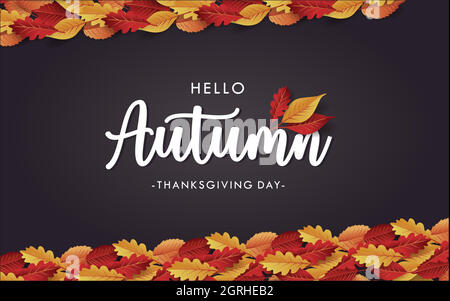 Herbst Thanksgiving Hintergrund Layout schmücken mit Blättern für den Einkauf Verkauf oder promo. Stock Vektor