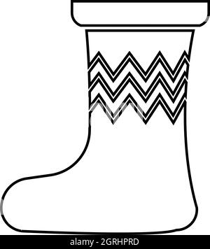 Weihnachten-Socke-Symbol, Umriss-Stil Stock Vektor