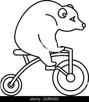 Zirkus Bär auf einem Fahrrad-Symbol, Umriss-Stil Stock Vektor