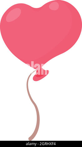 Herzförmige rosa Ballon-Symbol, Cartoon-Stil Stock Vektor