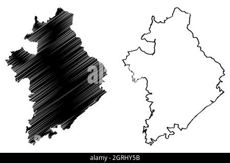 Ganjam District (Odisha State, Republik Indien) Karte Vektorgrafik, Skizze Ganjam Karte Stock Vektor